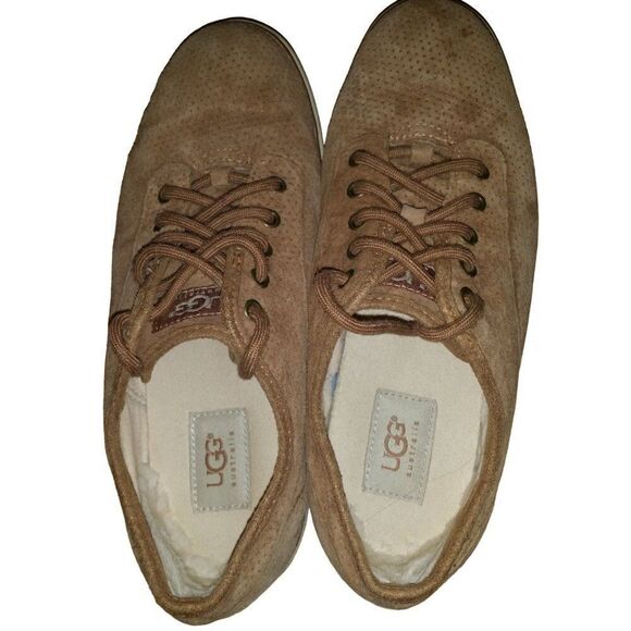 UGG Australia Sneakers Women Sz 8 Tan 1004856 Lace Up Suede Boho - Picture 7 of 9